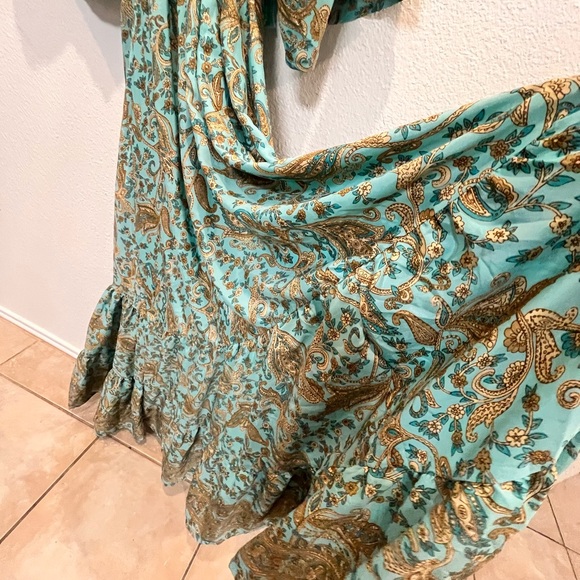 Chic Bohemian Blue Maxi Dress 70% silk - Picture 7 of 11